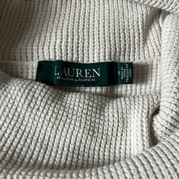 Ralph Lauren White Drawstring Cowl Neck Waffle Knit Top - Picture 7 of 8